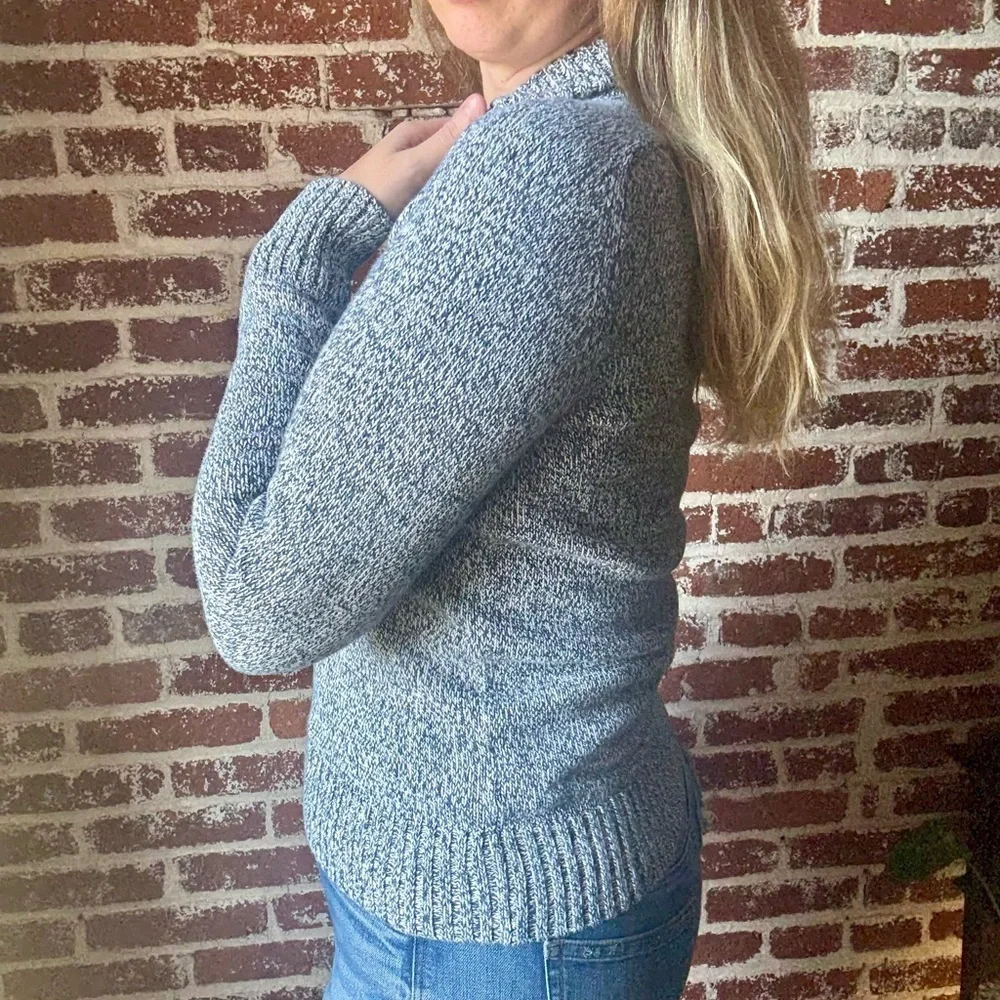H&M L.O.G.G. Heather Blue Quarter Button Down Sweater